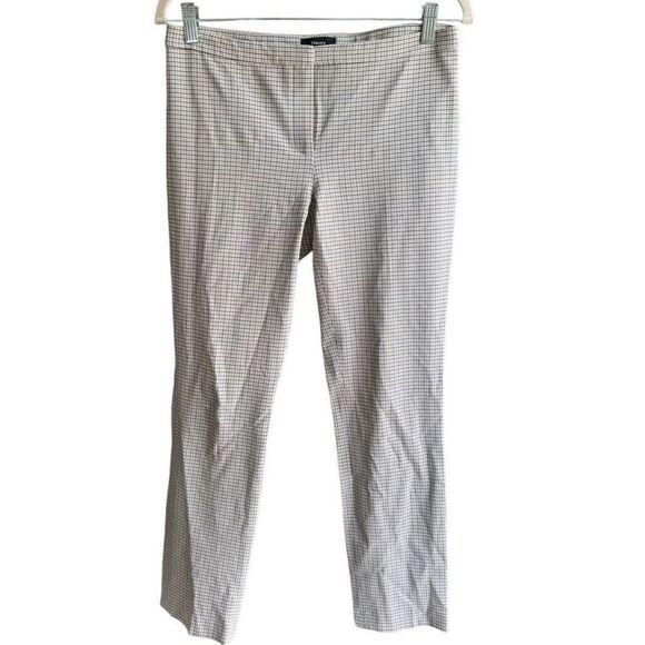 Theory White Classic Plaid Cropped Capris Ankle Pants Work Size 4 Tartan Print - Picture 2 of 8